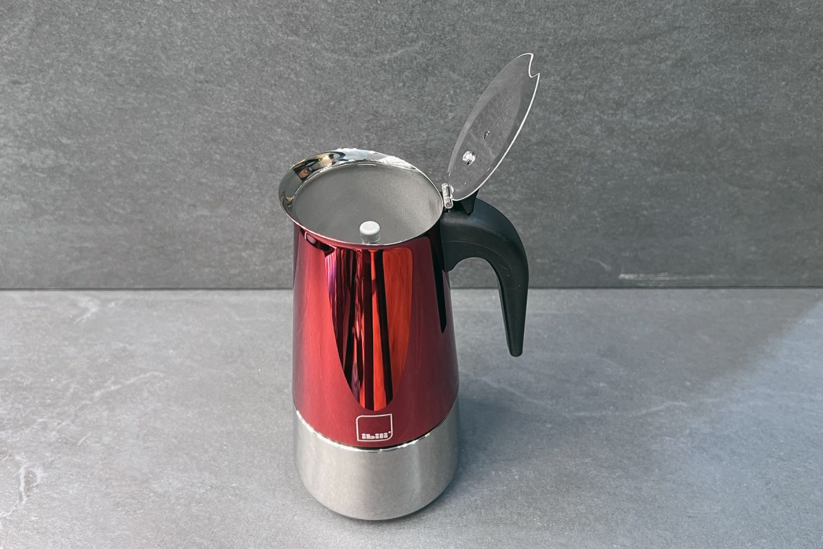 Red Moka Stainless Steel Espresso Maker 10-Cup