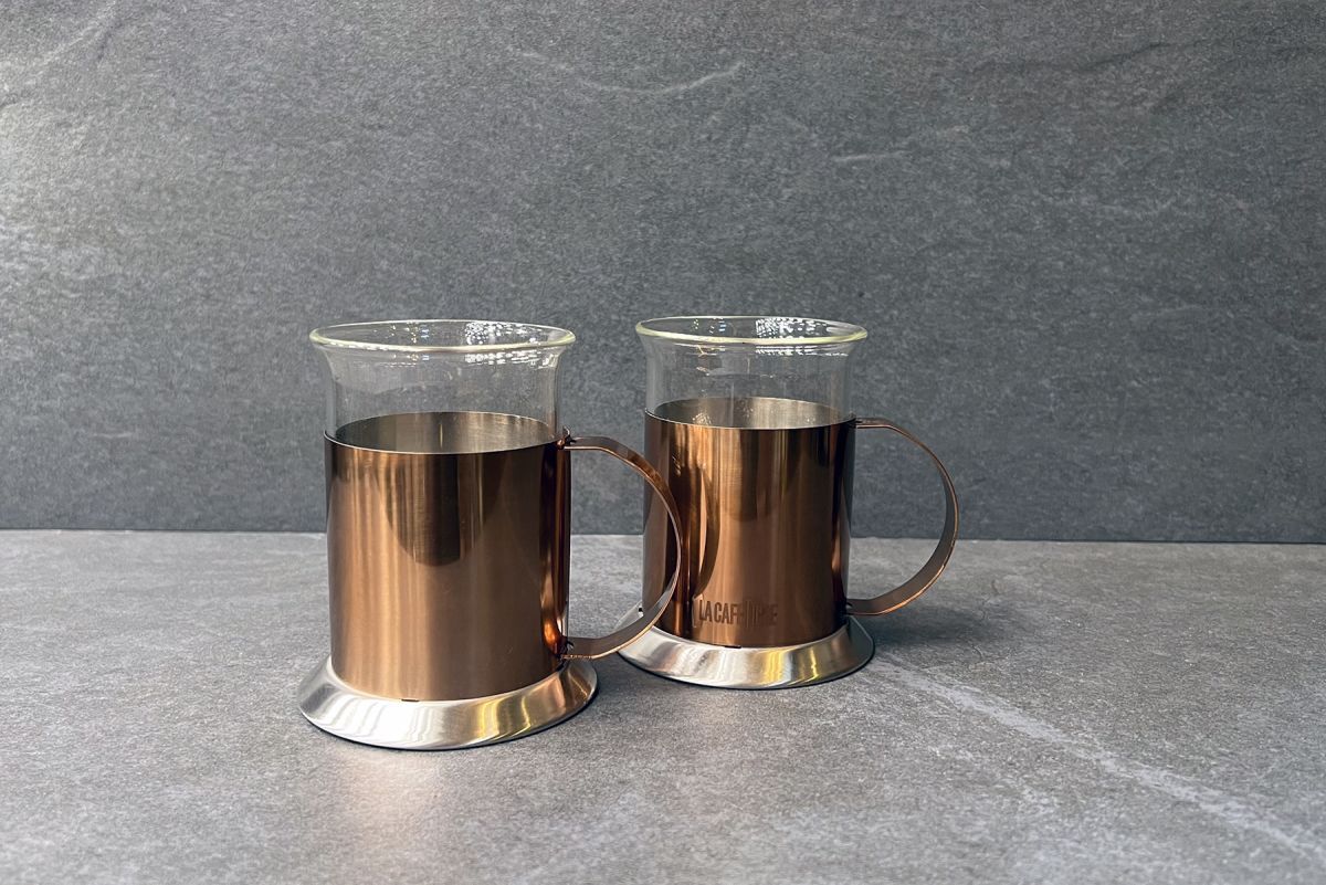 La Cafetiere Set Of 2 Copper Glass Cups