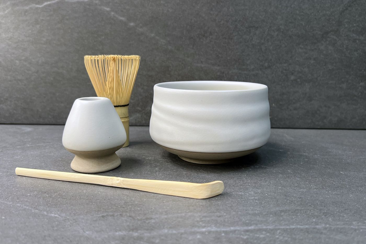 Matt Grey White Matcha Tea Set