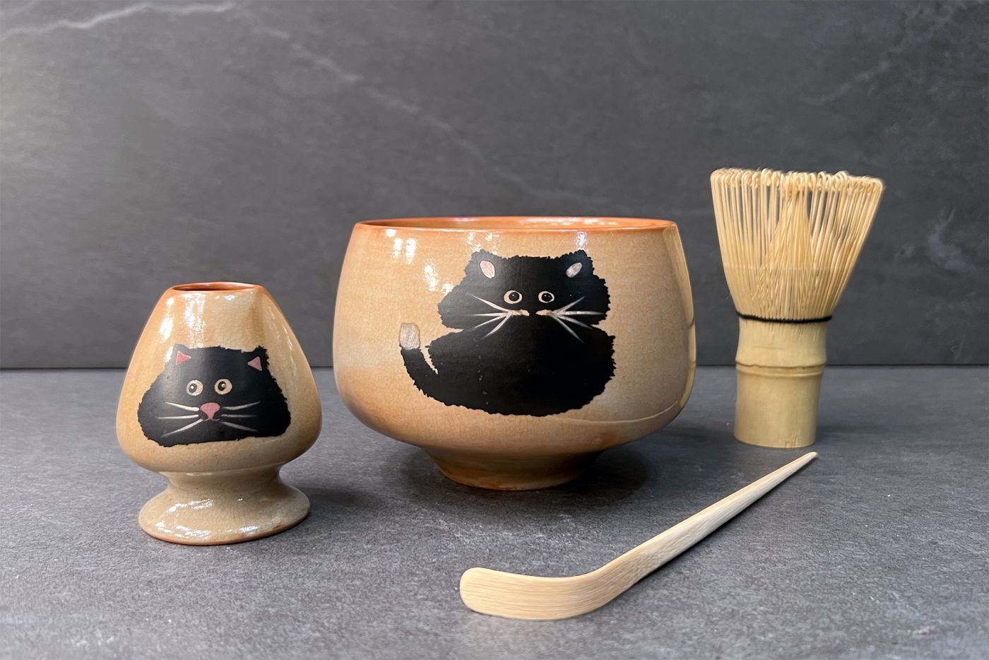 Black Cat 2 Shallow Matcha Tea Set
