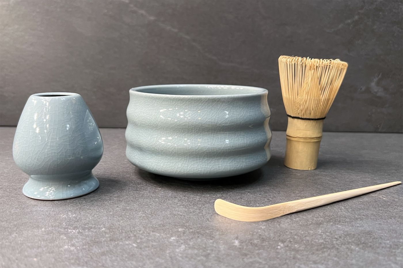 Blue Crackle Glaze Matcha Tea Set