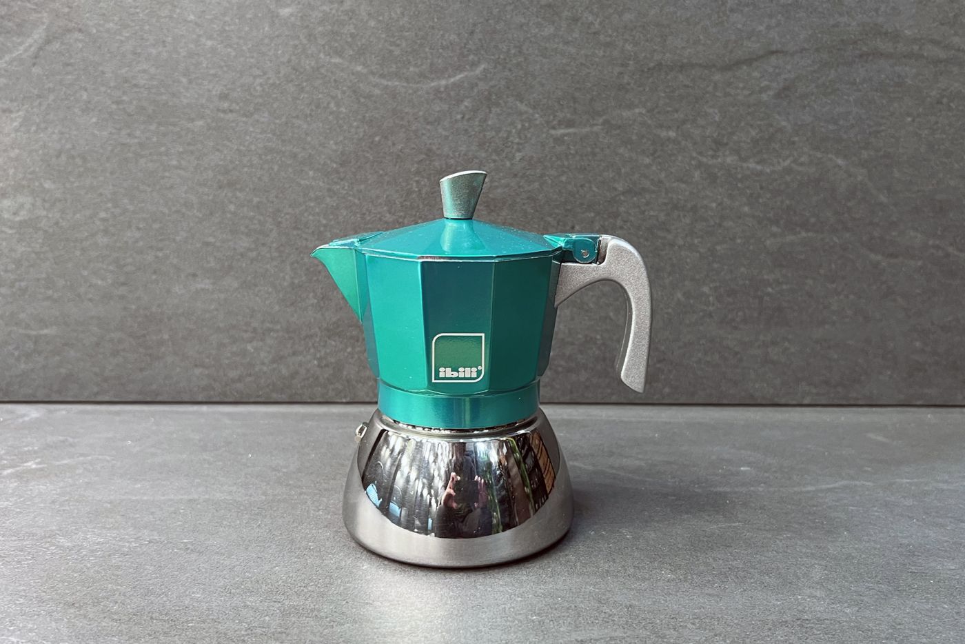Green 3 Cup Elba Steel and Aluminium Espresso Maker