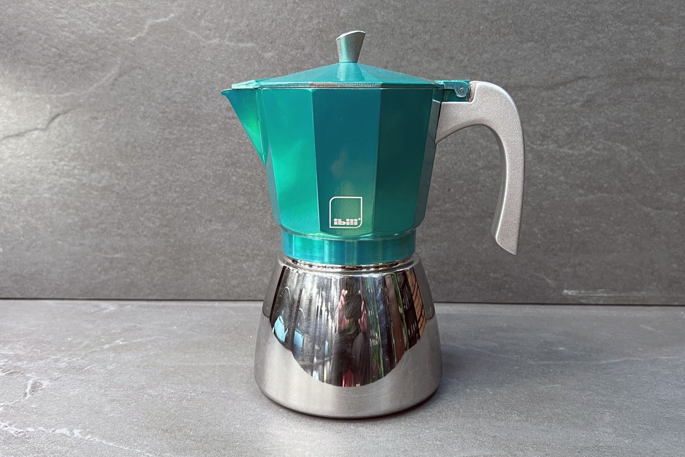 Green 12 Cup Elba Steel and Aluminium Espresso Maker
