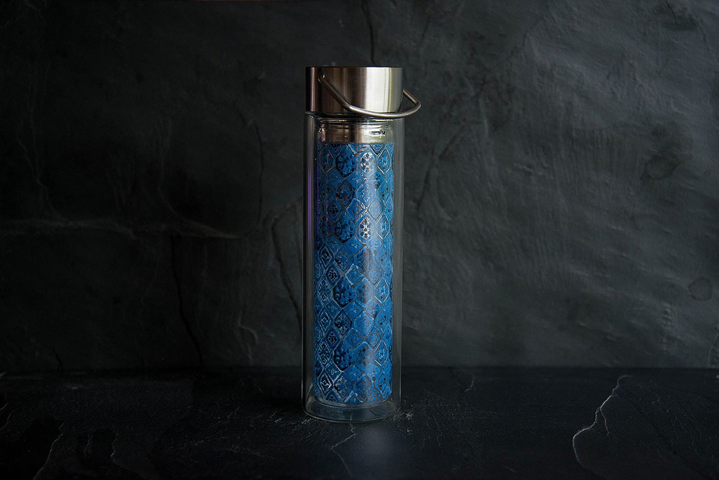 Indigo Glass Infuser Flask
