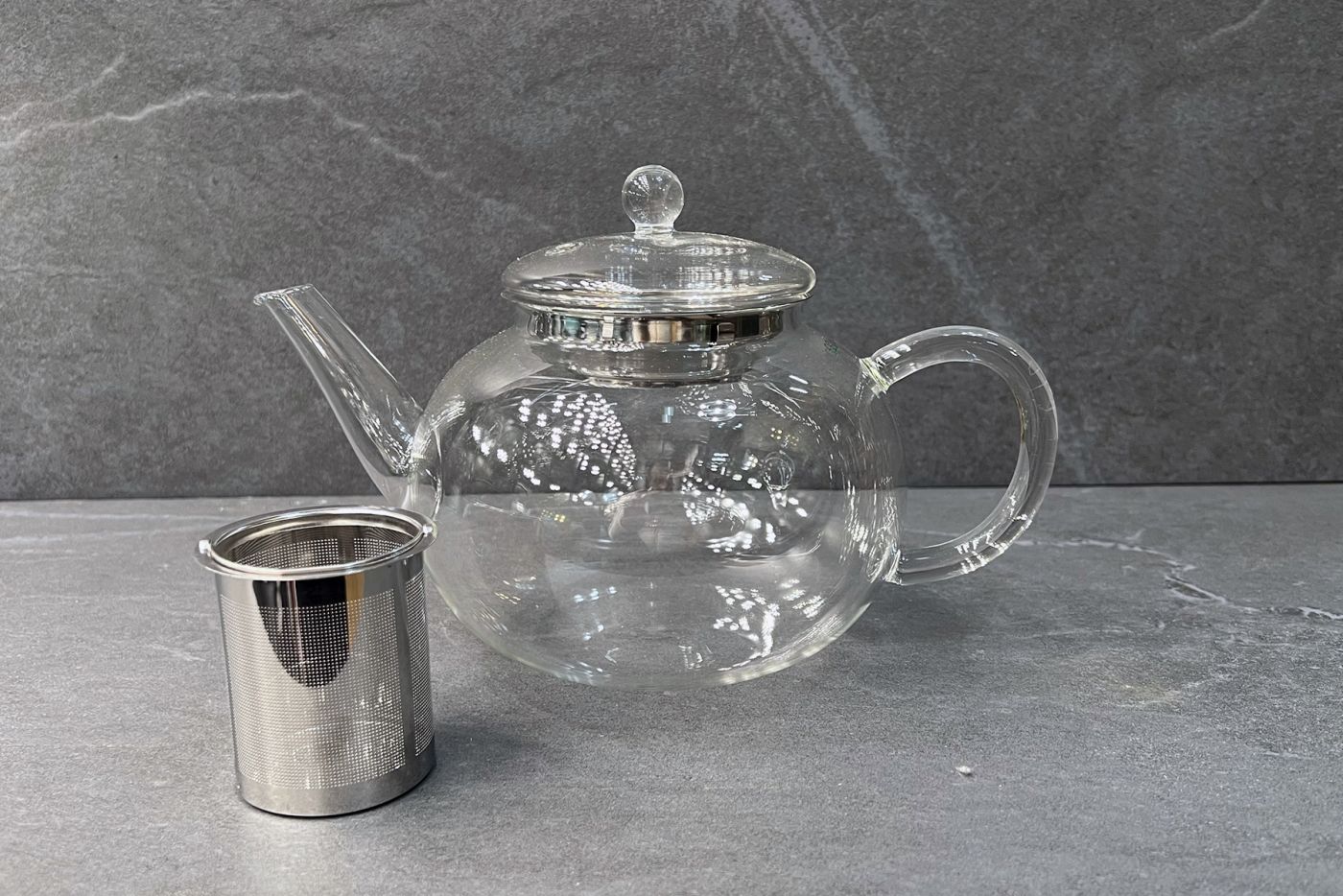 Flat Glass Infuser Teapot 1.6L