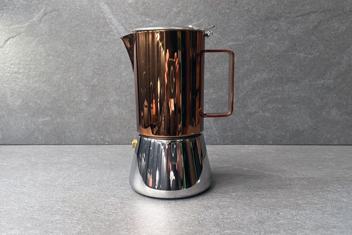 Copper & Chrome Stovetop Espresso Maker