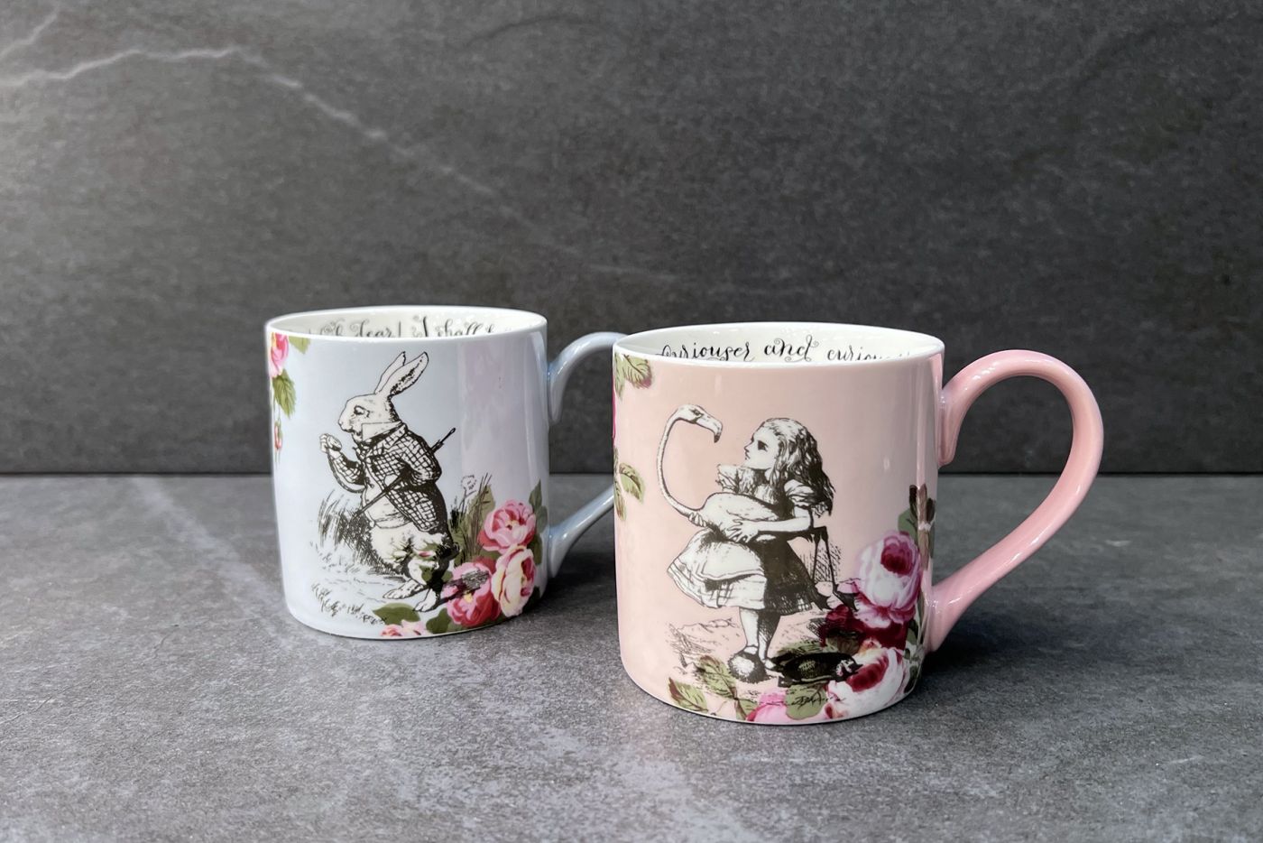 Colourful Alice in Wonderland and White Rabbit Mug Set V&A